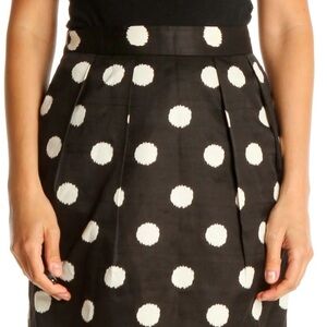 Ann Taylor Loft Black White Polka Dot Pleated Skirt